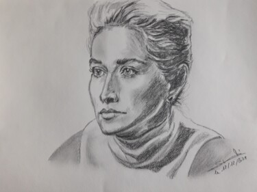 Portrait de Sharone Stone réalisé au crayon Dessin intitulée "Portrait de Sharone…" par Gilles Staub (LeCrayonAgile), Œuvre d'art originale, Crayon