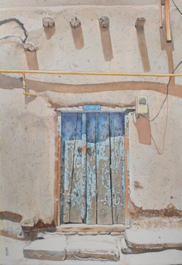 Bukhara. Old door. Summer Peinture intitulée "Bukhara. Old door.…" par Eugene Panov, Œuvre d'art originale, Aquarelle