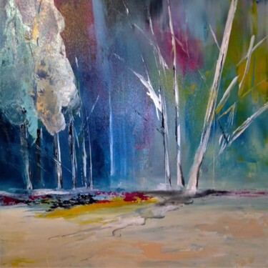 Painting titled "Les bouleaux" by Bernard Courtalon (courtaloni), Original Artwork, Acrylic