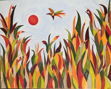 Peinture intitulée "Canicule" par Nathalie Herbulot, Œuvre d'art originale, Acrylique Monté sur Châssis en bois