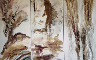 Malerei mit dem Titel ""le semeur " tripty…" von Mi Baudry, Original-Kunstwerk, Acryl Auf Keilrahmen aus Holz montiert
