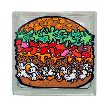 Sculpture titled "Pavé du Mur du bonh…" by Asop, Original Artwork, Acrylic