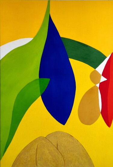 Painting titled "HOJA" by Aima Martín, Original Artwork, Pigments Mounted on Wood Stretcher frame