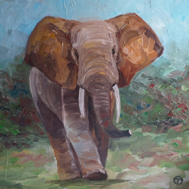 Peinture intitulée "Elephant" par Olia Tomkova, Œuvre d'art originale, Huile