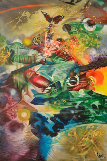 A rush of wind trought the leaves Peinture intitulée "A rush of wind trou…" par Jorge Calero, Œuvre d'art originale, Acrylique