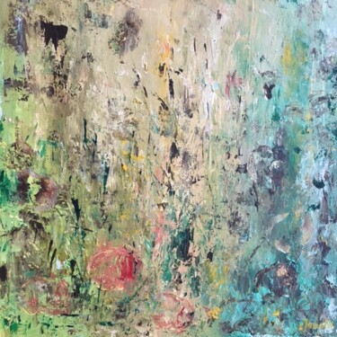 Peinture intitulée "Pommes dans un pré 2" par Claudine Janel, Œuvre d'art originale, Acrylique Monté sur Châssis en bois