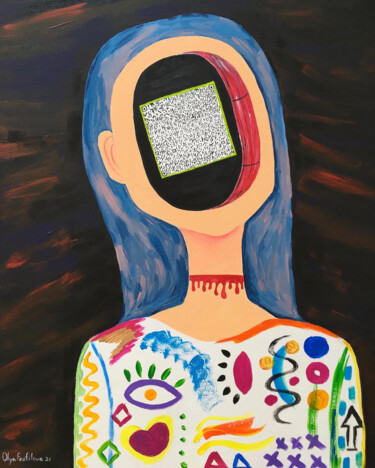 Ζωγραφική με τίτλο "QR code" από Olya Feofilova, Αυθεντικά έργα τέχνης, Ακρυλικό