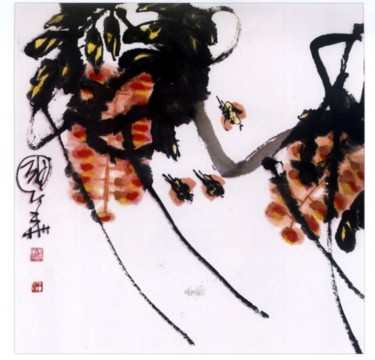 绘画 标题为“花开一丈人寿三千年” 由国华 姜, 原创艺术品, 油