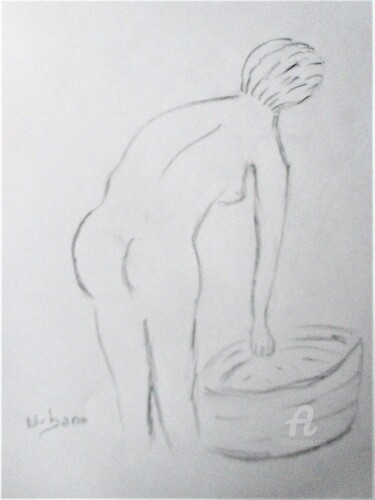 Toilette du matin. Drawing titled "Toilette du matin." by Roberto Urbano, Original Artwork, Charcoal