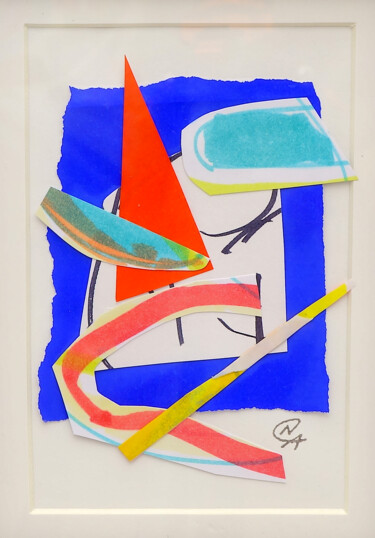 M1 - Collage flottant abstrait sur fond ivoire Collages titled "M1 - Collage flotta…" by Nathalie Cuvelier Abstraction(S), Original Artwork, Collages