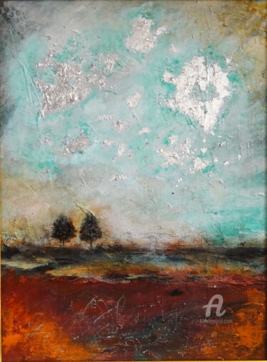 Sanctuary Acrylic Landscape Textured Painting - Mixed Media Schilderij getiteld "Sanctuary Acrylic L…" door Indrani Ghosh, Origineel Kunstwerk, Acryl Gemonteerd op Andere stijve panelen