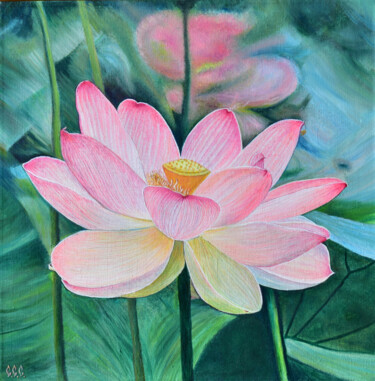 Lotus Peinture intitulée "Lotus" par Sergey Suslov, Œuvre d'art originale, Huile Monté sur Châssis en bois
