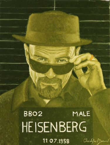 HEISENBERG, arrêté pour pollution chimique Malerei mit dem Titel "HEISENBERG, arrêté…" von Christophe Stephan Durand, Original-Kunstwerk, Öl Auf Keilrahmen aus Holz mo…