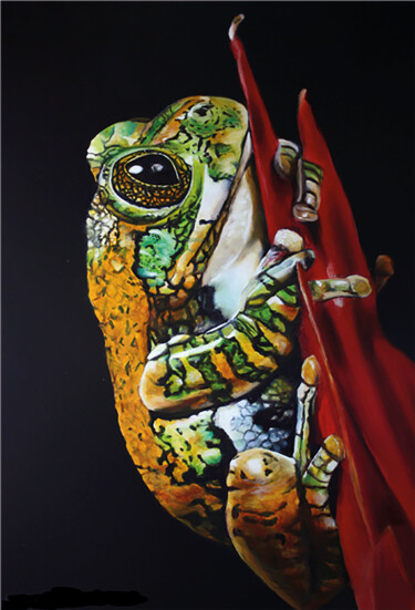 Peinture intitulée "The Treefrog" par Jennie Smallenbroek, Œuvre d'art originale, Huile