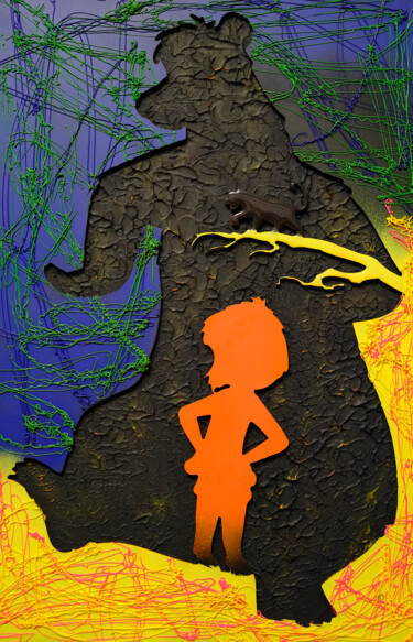 雕塑 标题为“Jungle Book - Mix M…” 由Leonard Radu Chioveanu, 原创艺术品, 铝 安装在木板上