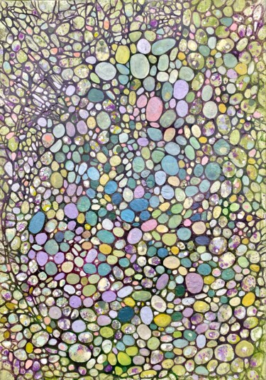 Abstract art oil green shades and lilac large painting 제목이 "Abstract art oil gr…"인 미술작품 Julia Brinkfrau로, 원작, 기름