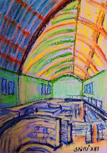 Palais de roi Galerie, Mussee de Sremska Mitrovica, Serbia Peinture intitulée "Palais de roi Galer…" par Slobodan Spasojevic (Spaki), Œuvre d'art originale, Pastel