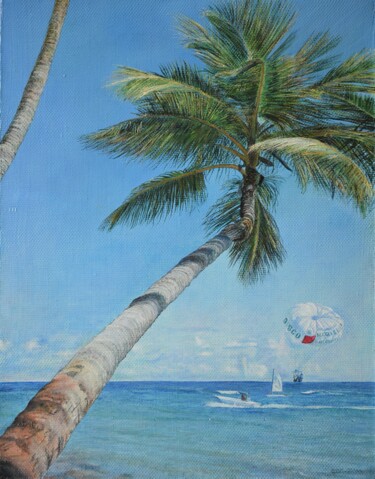 Peinture intitulée "Vacation in the Car…" par Sergey Suslov, Œuvre d'art originale, Huile Monté sur Châssis en bois