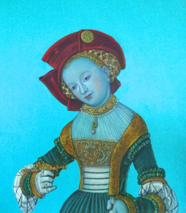 Dessin intitulée "Cranach 4" par Marlies Van Leeuwen, Œuvre d'art originale, Conté