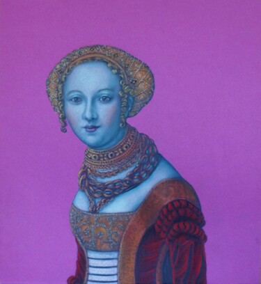 Dessin intitulée "Cranach 3" par Marlies Van Leeuwen, Œuvre d'art originale, Conté