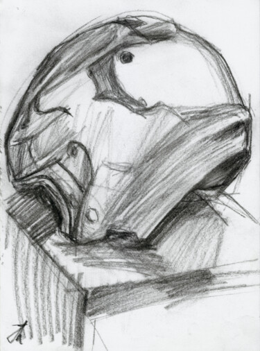 Casque de motard - croquis01 Drawing titled "Casque de motard -…" by Romain Héjé, Original Artwork, Charcoal