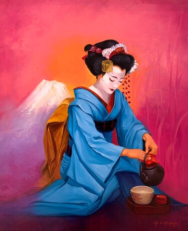 绘画 标题为“Cérémonie du thé” 由Georges Corominas, 原创艺术品, 油
