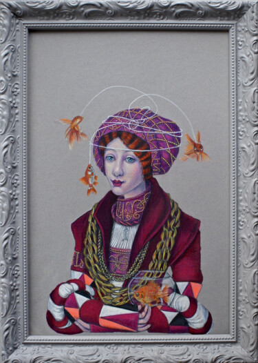 Dessin intitulée "Ziet ze vliegen" par Marlies Van Leeuwen, Œuvre d'art originale, Crayon