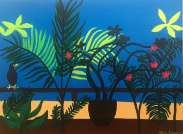 绘画 标题为“Bird on the Balcony” 由Peter Kruger, 原创艺术品, 丙烯