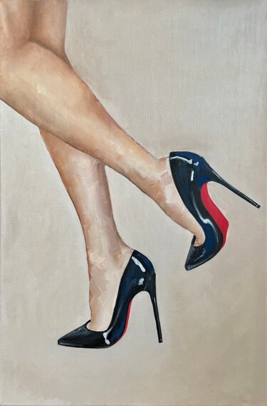 绘画 标题为“High heels woman’s…” 由Viktoriia Shalaiko, 原创艺术品, 油 安装在木质担架架上