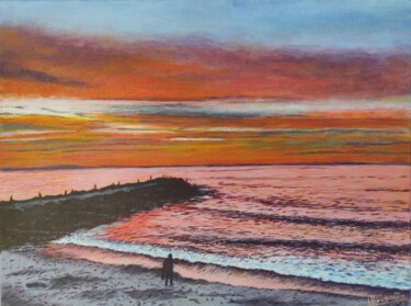 Peinture intitulée "Crépuscule rosé" par Laurent Bougouin, Œuvre d'art originale, Acrylique