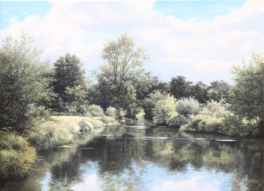 En juin au bord de la rivière Peinture intitulée "En juin au bord de…" par Michel Trapezaroff, Œuvre d'art originale, Huile