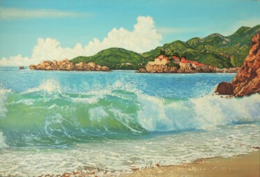 Painting titled "Черногория,ос.Св Ст…" by Maksim Fedkin, Original Artwork, Oil