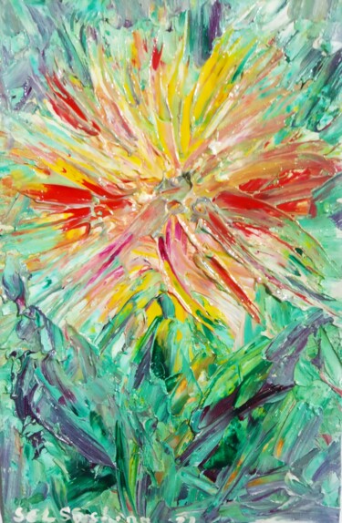 Multicolor Aster 绘画 标题为“Multicolor Aster” 由Selena Sashina, 原创艺术品, 油