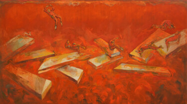 Malerei mit dem Titel "Redscape" von Johnny Semaan, Original-Kunstwerk, Acryl