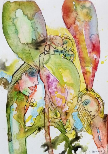 Painting titled "Les 3 sœurs" by Laurence Bonnet, Original Artwork, Oil
