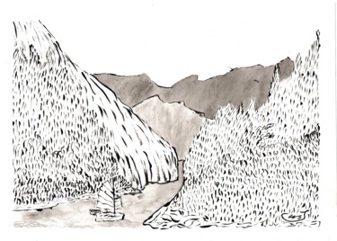 绘画 标题为“Entre les montagnes” 由Mf Arts-Créations, 原创艺术品, 丙烯
