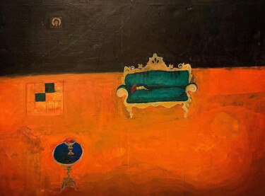 Painting titled "Resting on the couch" by Sophie Skripko, Original Artwork, Acrylic