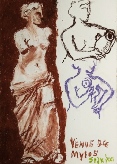 Peinture intitulée "Venus de Mylos "les…" par Slobodan Spasojevic (Spaki), Œuvre d'art originale, Pastel