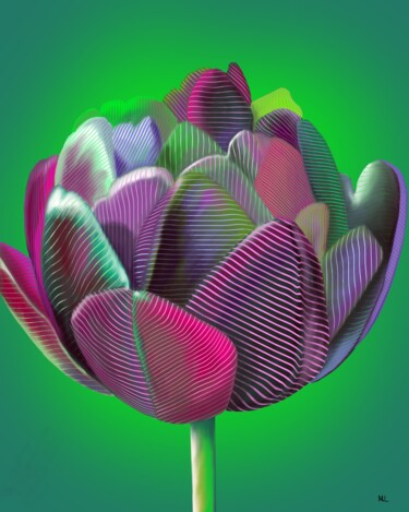 数字艺术 标题为“Ingewikkelde tulp” 由Marlies Van Leeuwen, 原创艺术品, 数字油画
