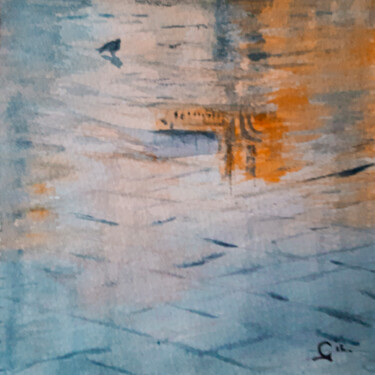 Pintura titulada "Pigeon sur les dall…" por Gilles Mathieu, Obra de arte original, Acuarela