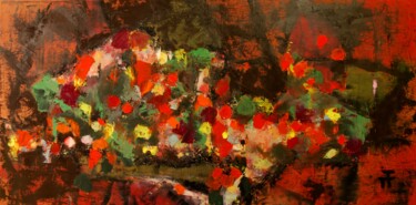Painting titled "Fleurs pour un héros" by Thierry Faure, Original Artwork, Oil Mounted on Wood Stretcher frame