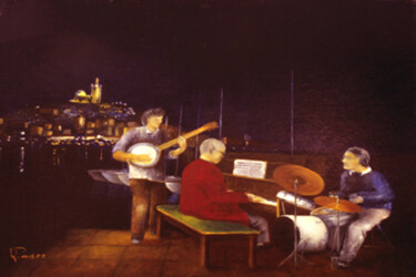 Peinture intitulée "jazz in Marseille" par Patrick Lemiere, Œuvre d'art originale, Huile