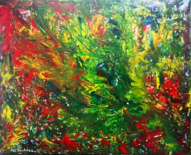 Jungle of Yucatan Painting titled "Jungle of Yucatan" by Selena Sashina, Original Artwork, Acrylic Mounted on Wood Stretcher frame