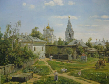 MOSCOW COURTYARD Картина под названием "MOSCOW COURTYARD" - Sergey Suslov, Подлинное произведение искусства, Масло Установлен на Деревянная р…