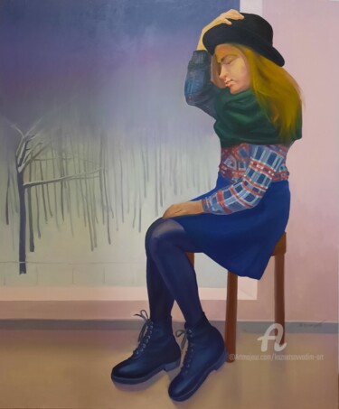 girl in black hat(девушка в чёрной шляпе) Картина под названием "girl in black hat(д…" - Вадим Кузнецов, Подлинное произведение искусства, Масло