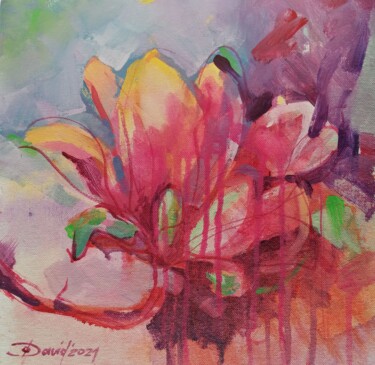 Magnolia blossom Ζωγραφική με τίτλο "Magnolia blossom" από Olga David, Αυθεντικά έργα τέχνης, Ακρυλικό Τοποθετήθηκε στο Χαρτόνι