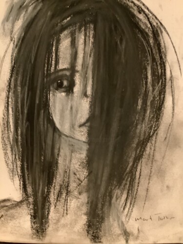 Drawing titled "Girl" by Mark Turner, Original Artwork, Charcoal