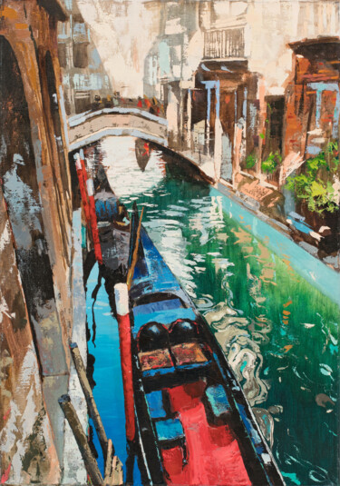 Venice Painting titled "Venice" by Daniil Mikhailov, Original Artwork, Oil Mounted on Wood Stretcher frame
