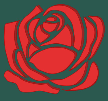 Arts numériques intitulée "La rose en rouge et…" par Wolf Thiele, Œuvre d'art originale, Travail numérique 2D