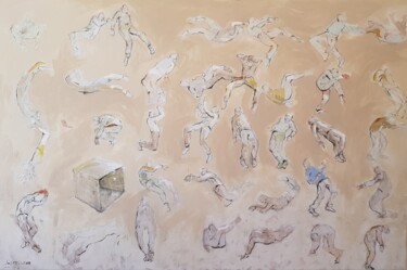 Malerei mit dem Titel "Falling from the box" von Johnny Semaan, Original-Kunstwerk, Acryl